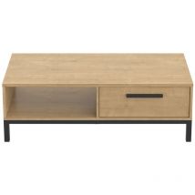 Calicosy - Tavolino basso 1 cassetto e 1 nicchia in rovere Hamilton e nero - L110,4 cm