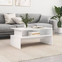 Maison Chic - Tavolino Basso Caffè,Tavolino Consolle,Tavolino Moderno Salotto Bianco Lucido 90x55x42,5 cm Legno Multistrato -Bv12481