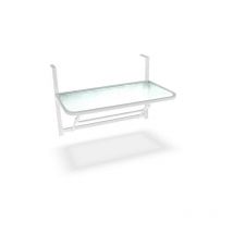 Tavolino Consolle da Balcone Pieghevole in Ferro con Piano in Vetro Taddei Balcony Bianco