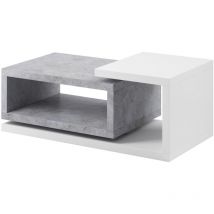 Arredamento1 - Tavolino da caffè Austin G105, Bianco + Calcestruzzo, 48x60x120cm, Diametro: 0, Truciolare laminato, Angolare