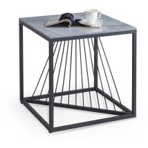 Tavolino da caffè Houston 1566, Nero + Marmo grigio, 55x55x55cm, Diametro: 0, Pietra sinterizzata, Angolare