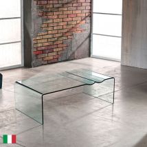 Tavolino da caffè in Vetro Curvato trasparente L 100 Made in Italy - Mawimbi