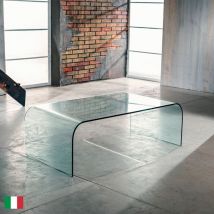Tavolino da caffè in Vetro Curvato Trasparente L 120/130 Made in Italy - Ponte Ponte 120