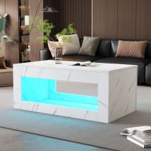 Redom - Tavolino da caffè moderno a led, tavolino da salotto, tavolino da divano, tavolo da soggiorno, tavolino lucido con telecomando, tavolino da