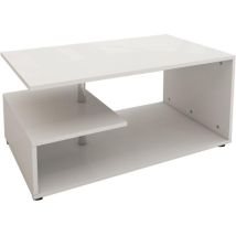 ML-Design Tavolino da Salotto Caffè Divano Bianco con Barra Decorativa in Metallo 91 x 41 x 52,6 cm Tavolo Basso per Soggiorno Ufficio Design Moderno