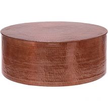Womo-design - Tavolino da Caffé ø 90 x 37 cm in Metallo Rame Effetto Martellato Piatto Orientale da Salotto Tavolo Soggiorno Basso Zona Giorno