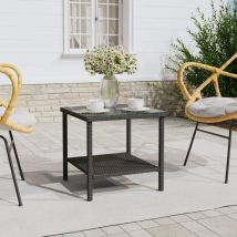 Furniture Limited - Tavolino Nero 45x45x45 cm Polyrattan e Vetro