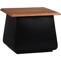 Tavolino da Caffè Sheffield 50x50x40 cm in Legno di Acacia Nero-Naturale Rettangolare Metallo Unico Fatto a Mano Design Industriale Mobile Tavolo