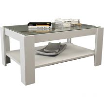Webmarketpoint - Tavolino da soggiorno con ripiano in vetro colore Bianco H41x90x60cm