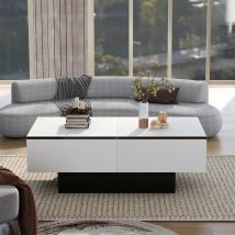 Tavolino allungabile bianco lucido con spazio contenitore, 102 x 60 x 40 cm