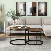 Hauss Spole - Tavolini da salotto impilabile 71 x 71 x 50 cm, Tavolini rotondi per soggiorno, marrone