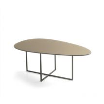 Tavolino in metallo con piano in vetro bronzo e base nera ginni 90