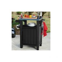 Tavolino In resina grafite per barbecue per esterno.