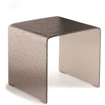 Capodarte - Tavolino salotto in vetro temperato effetto martellato bronzo - plinio