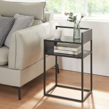 [en.casa] - Tavolino Laterale da Divano Riihimäki Comodino in Acciaio - Nero opaco