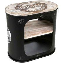 Gicos - tavolino ovale in matello con inserti legno 60X35X45 cm