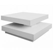 Loungitude - Tavolino trasformabile Comfivo 385, Bianco, 34x70x70cm, Diametro: 0, Truciolare laminato, Angolare