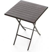 Tavolino Pieghevole da Giardino 62x62x73 cm in Ferro Taddei Plastik Wood Marrone Scuro
