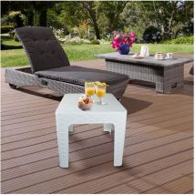 Tavolino Miami Colore Bianco Con Effetto Rattan Dimaplast 42x42x42 Cm