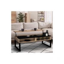 Tavolino rettangolare alzabile jersey fascia nera con contenitori dal design industriale