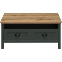 Ebuy24 - Tavolino rettangolare con 2 cassetti e 1 nicchia verde L101 cm - stanton