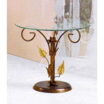 Spazio Casa - Tavolino Rotondo da salotto in Ferro Battuto Foglie Colori Ferro: Rosso - Rosso