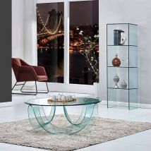 Tavolino rotondo da salotto in vetro temperato curvato 100x36H cm - Carpino