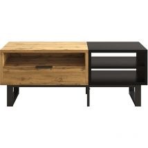 Gutent - Tavolino, tavolino con struttura a blocchi colorati, con scomparti e cassetti, gambe in metallo.