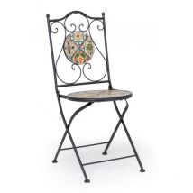 Sedia da esterno pieghevole Naxos acciaio e decoro in ceramica arredo da giardino Bizzotto