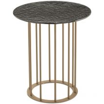 Capodarte - Tavolino tondo D45 cm con base in metallo Beige e piano in vetro martellato Fume' mute