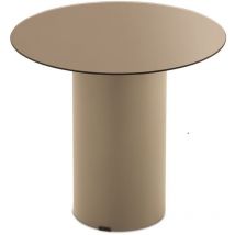 Tavolino tondo WAYLON 45 con base in metallo Beige e piano in vetro Bronzo