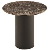Capodarte - Tavolino tondo waylon 45 con base in metallo Nero e piano in vetro martellato Bronzo