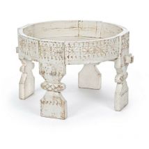 Tavolino bianco in legno stile fusion Ø50a - 35h