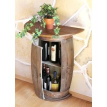 Dandibo - tavolo da parete tavolo semicircolare portabottiglie vino botte 373-R marrone armadio botte in legno 73 cm tavolo laterale console da