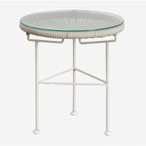 Tavolino Rotondo in Metallo e Polietilene Acapulco Tapioca Beige - Sklum