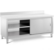 Tavolo Armadiato Gastronomia Inox Con Alzatina Porte Scorrevoli 200 x 60 cm