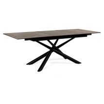 Hellin - Tavolo Allungabile Seyfert Con Struttura In Acciaio, Piano In Ceramica E Supporto In Vetro -160-220 X 90 Cm