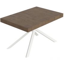 Tavolo Allungabile 140-400x90x74 cm Niket Noce Gambe Bianche