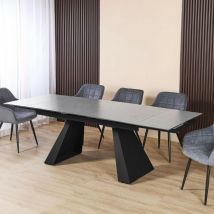 Tavolo allungabile 160x90 cm con piano in ceramica colore ossido e struttura in metallo nero - Ariel