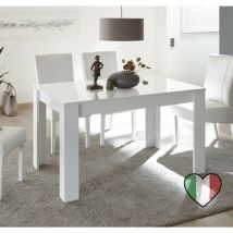 Tavolo da pranzo rettangolare allungabile 137x90 Bianco laccato lucido - Basic