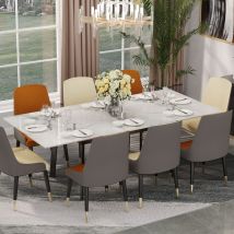 Tavolo Allungabile Sala da Pranzo Marmo 150-180 cm Rettangolare per 6-8 Persone, Bianco Pietra Sinterizzata