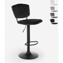 Superstool - Sgabello alto bar cucina regolabile imbottito tessuto velluto Toronto Colore: Nero