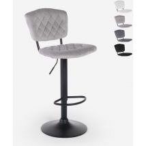 Tabouret de bar de cuisine haut réglable recouvert de tissu velours Toronto - Gris clair