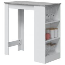 Tavolo bar cucina alto 3 ripiani colore bianco e cemento stile moderno mobili ausiliari 105x103x50 cm