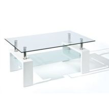 Inter Link - Tavolino Salotto Con Vetro Bianco