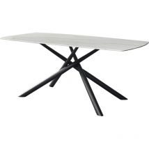 Tavolo Aura 180X85 Bianco C/Venature Grigie