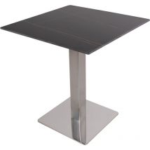 Tavolo bar e ristoranti effetto marmo nero 80x80 cm uso interno e esterno base silver