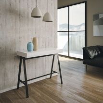 Tavolo consolle allungabile banco in legno bianco con staffe