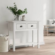 Tavolo Consolle,Tavolo da ingresso,Consolle Salvaspazio e Multiuso per Soggiorno, Ingresso e Corridoio BODO 90x34,5x73 cm Legno Massello Pino Bianco