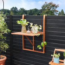 CASARIA Tavolino pieghevole da balcone legno di acacia tavolo da appendere a sospensione giardino esterno 64x45x87cm